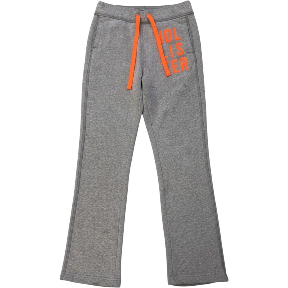 Hollister California Gray Sweatpants Neon Orange Logo Straight Leg Small